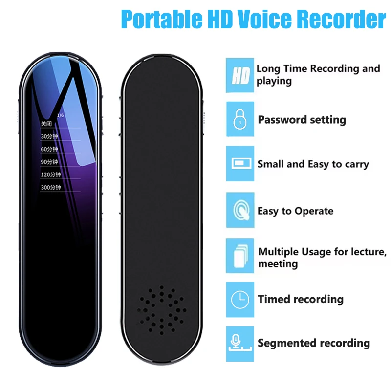 16GB/32GB/64GB/128GB Voice Recorder Professional Dictaphone Noise Reduction Digital Audio Voice Recording with WAV,MP3 Player