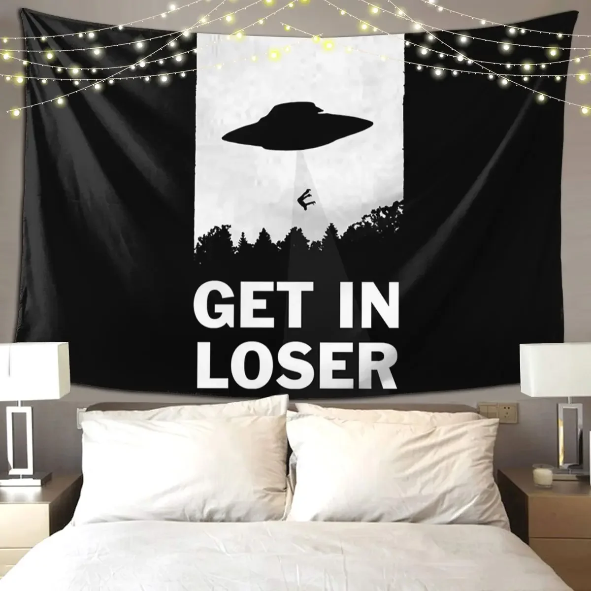 Get In Loser Tapestry Funny Wall Hanging Aesthetic Home Decor Tapestries for Living Room Bedroom Dorm Room