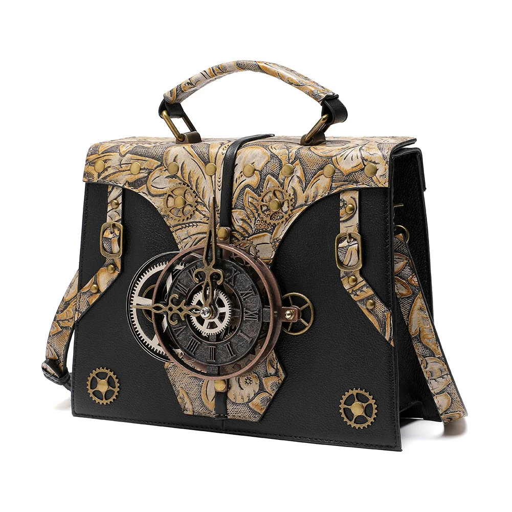 

European and American retro style niche women's bag texture embossed genuine leather women's handbag cowhide splicing single sho