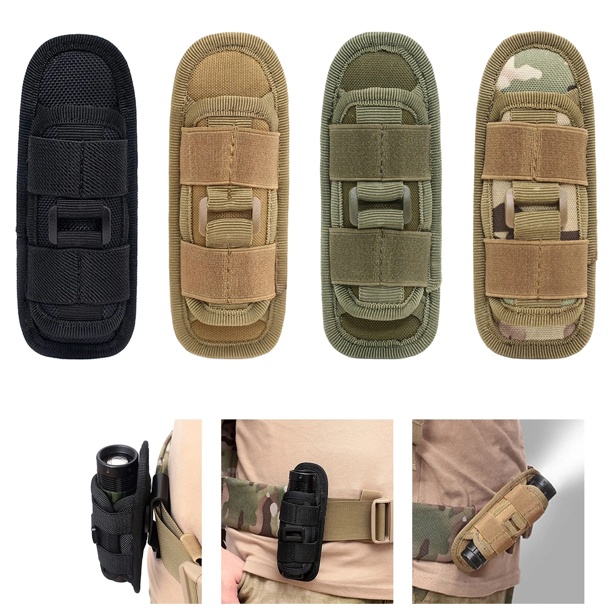 360 graden draaibare zaklampzak Holster Heupriem Clip Tas voor zaklamp Zaklamp Jacht Outdoor Wandelen Survival Verlichting