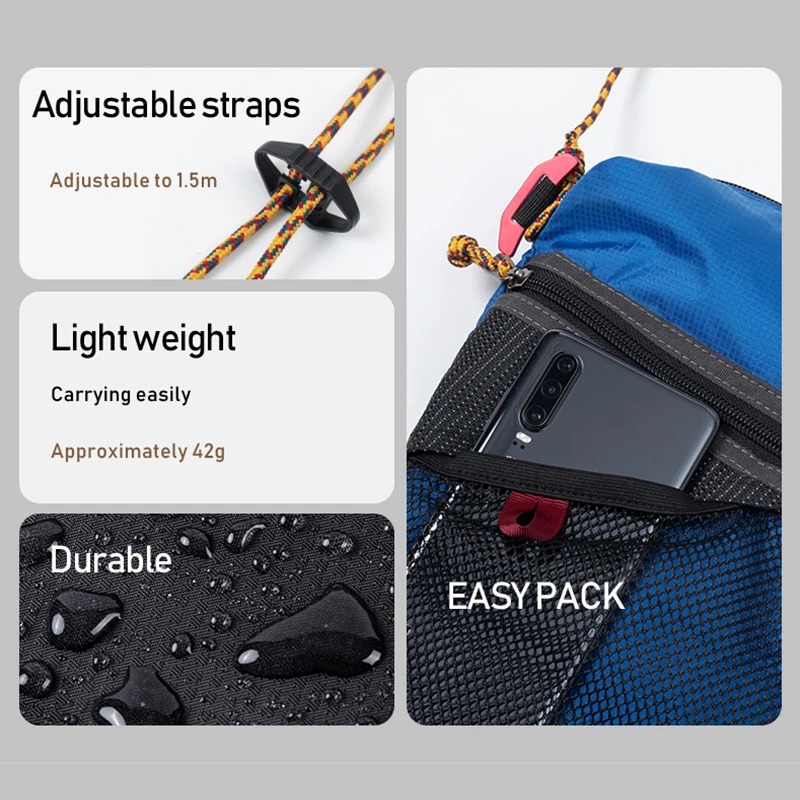 Outdoor Hiking Foldable Large Capacity Crossbody Bag Ultra-light Nylon Sports Casual Lanyard Bag Single Shoulder Sling Pack