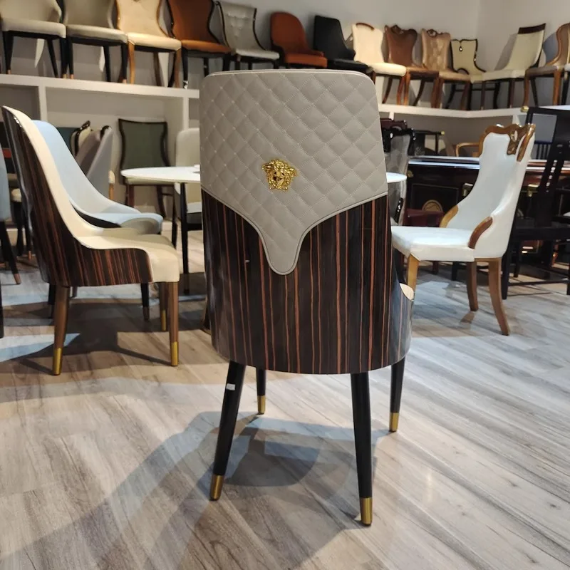 

Solid wood dining chair simple fashion creative home restaurant hotel table chair back light luxury