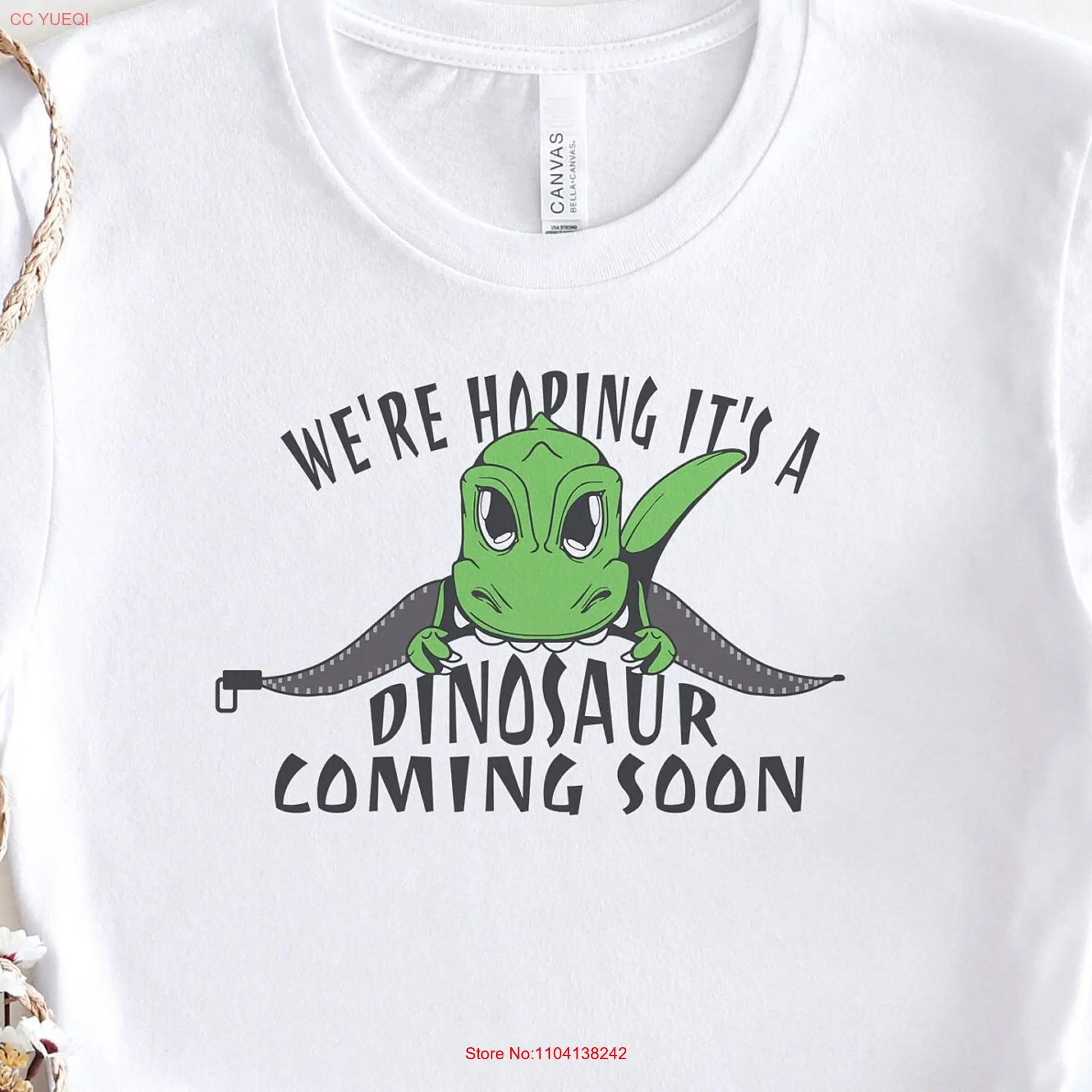 Were Hoping Its A Dinosaur Mom T Shirt Casual Wear Mother's Day Life Attire for Dino Loving Moms Mamasaurus