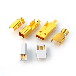 PURELINE USB Plug 2.0 Type A B Copper Gold Plated 5u Male HIFI DIY USB Interface Terminal Port Data Line Connector Decoder 5U