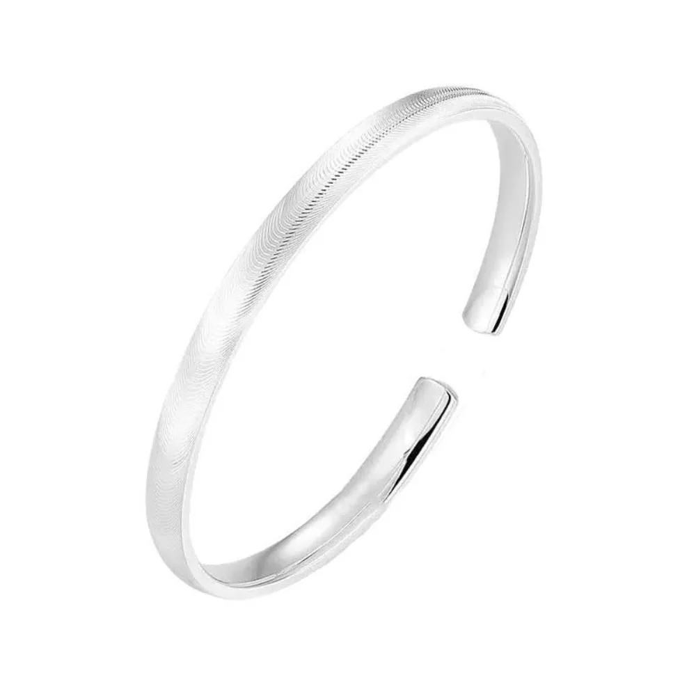 Pulsera Clásica de Aleación con Ojo de Gato y Patrón Ondulado, Brazalete Abierto de Color Sólido con Acabado Cepillado, Joyería Rígida Dorada para Muñeca