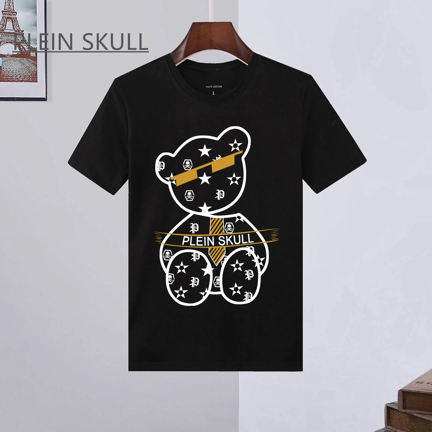 

PLEIN SKULL Fashion Brand Lightweight T-shirt Men's Street Gothic Loose Gym T-shirt Plus Size Pure Cotton Short Sleeve Top s-6XL