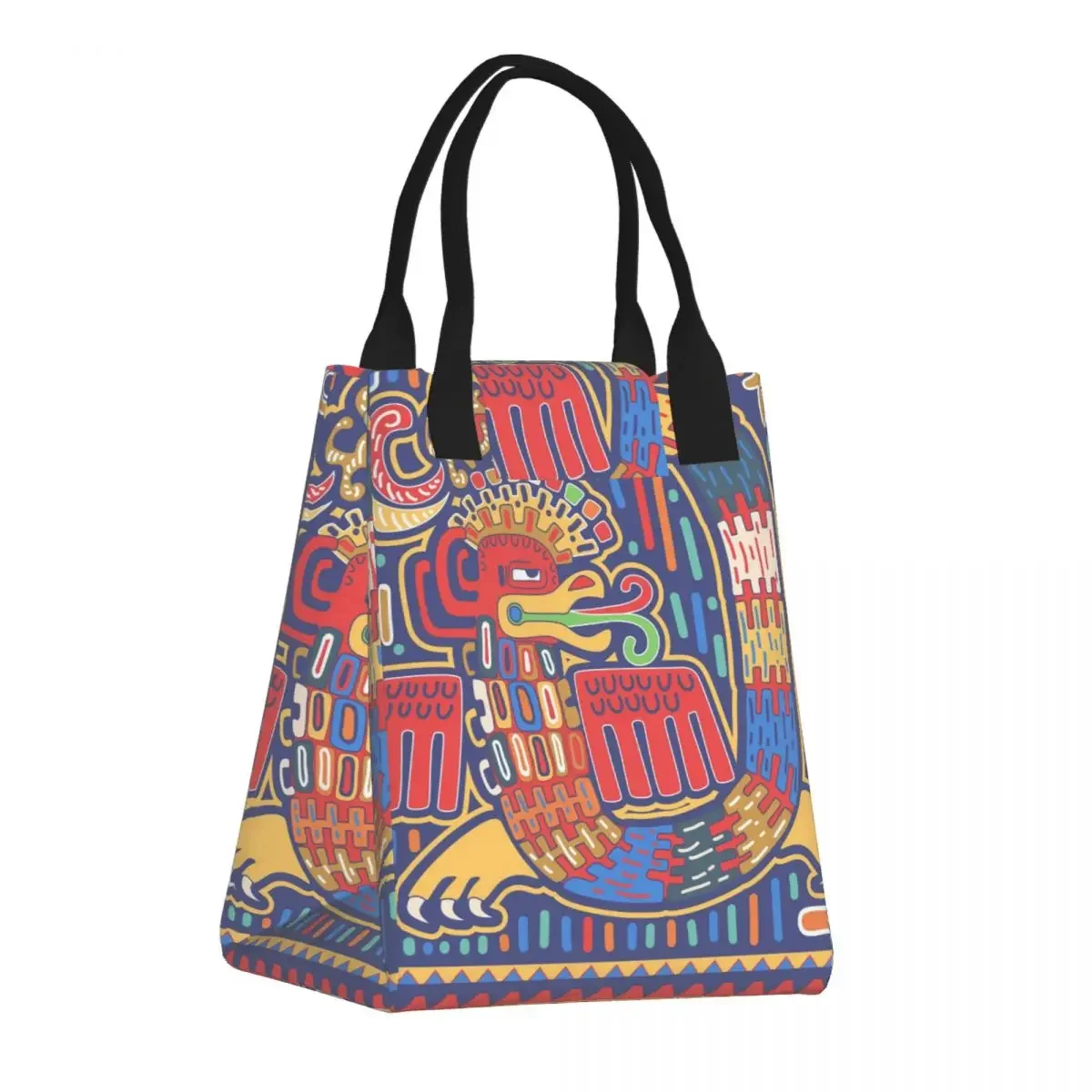 

Portable Lunch Bag Fresh Cooler Pouch Convenient Lunch Box Tote Aztec Ethnic Container Bag