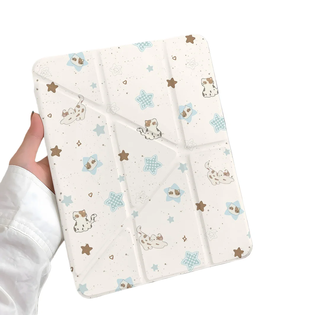 Stars Cat Pen Slot Tablet Case For Mini 7 6 iPad Pro 2024 2022 2021 2020 2019 2018 2017 11 10 9 8 7 6 5 Air7 6 5 4 3 2 1 Cover