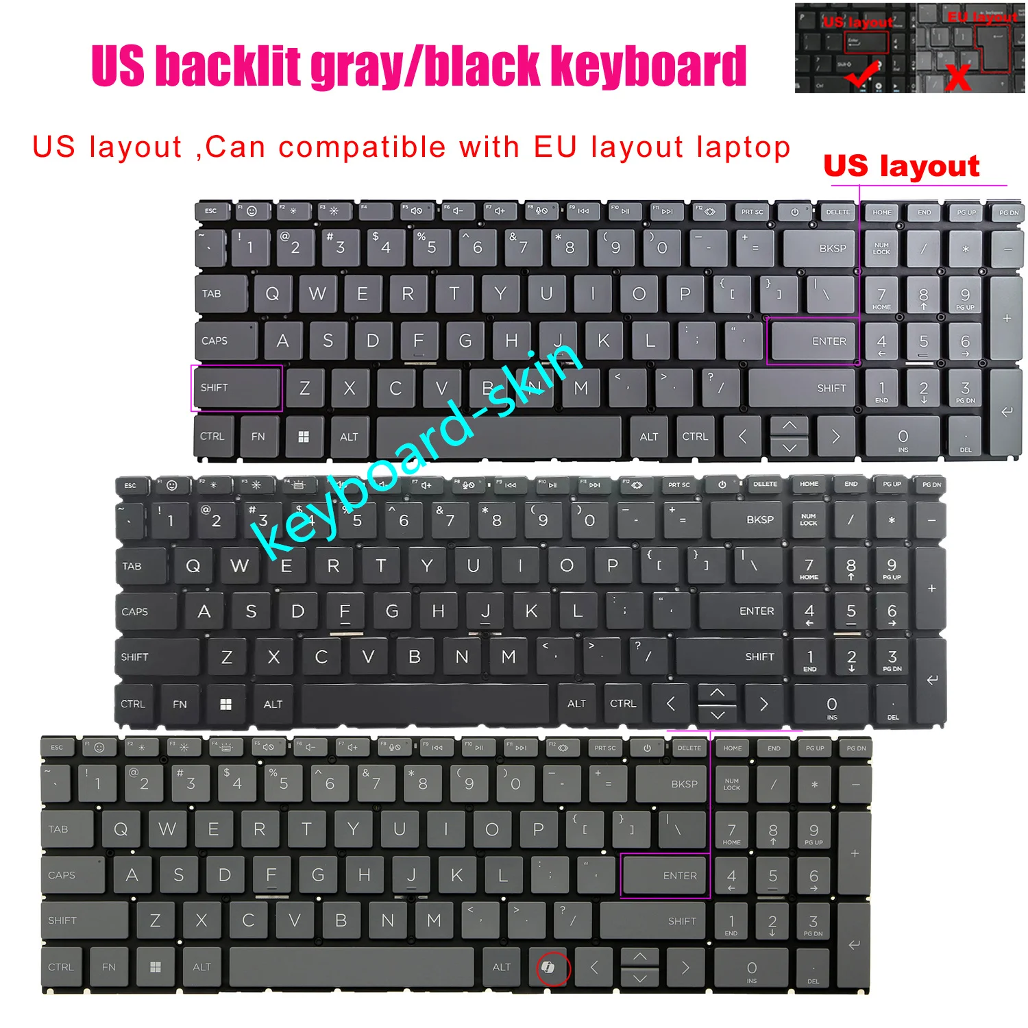 US backlit Keyboard for HP OmniBook 15-FN** 16-AG 16-ag0xxx 16-ag1xx 16-AF 16-af0xx TPN-C177 TPN-C178 16-BA** 16-BC** 16-AB***