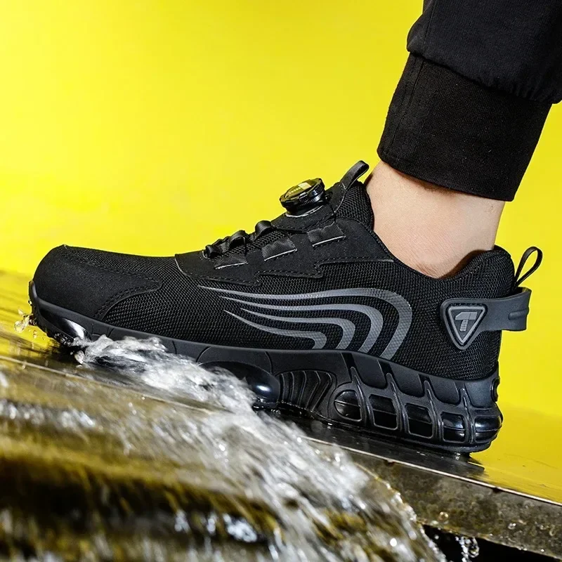 Rotary Button New Safety Shoes for Men Anti-impact and Anti-piercing Work Shoes Fashionable Men's Sports Shoes and Safety Pro