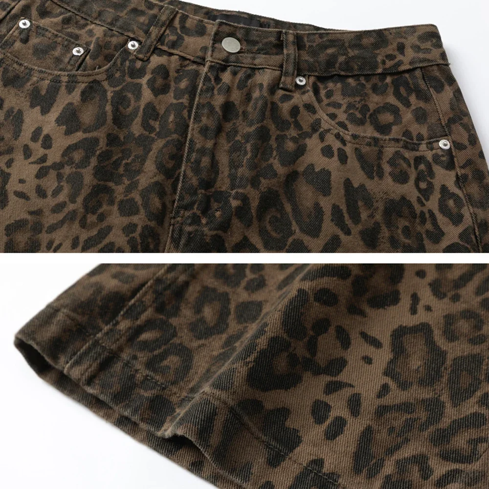 

Vintage Jeans Leopard Graphic Loose Trousers Unisex Boyfriend 2024 Fashion Grunge Summer Casual Punk Original Men Denim Pants