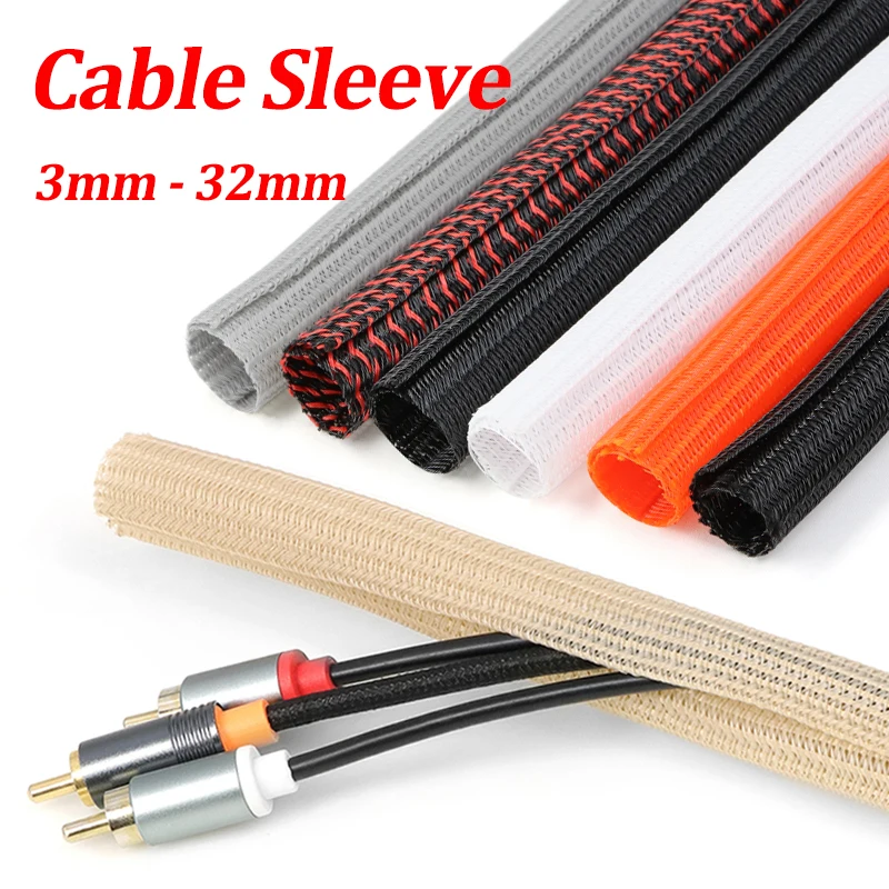 

Self-Closed Braided Sleeve 5 8 10 13 16 19 25 32mm PET Insulated Wrap Cable Casing for Computer TV Wire Protect Line Wrap Cover