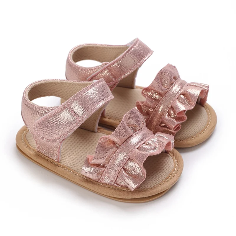 Sandalias de verano para niñas recién nacidas, zapatos de bautismo para caminar, lindas sandalias casuales preescolares, cómodas, suelas suaves, zapatos de princesa