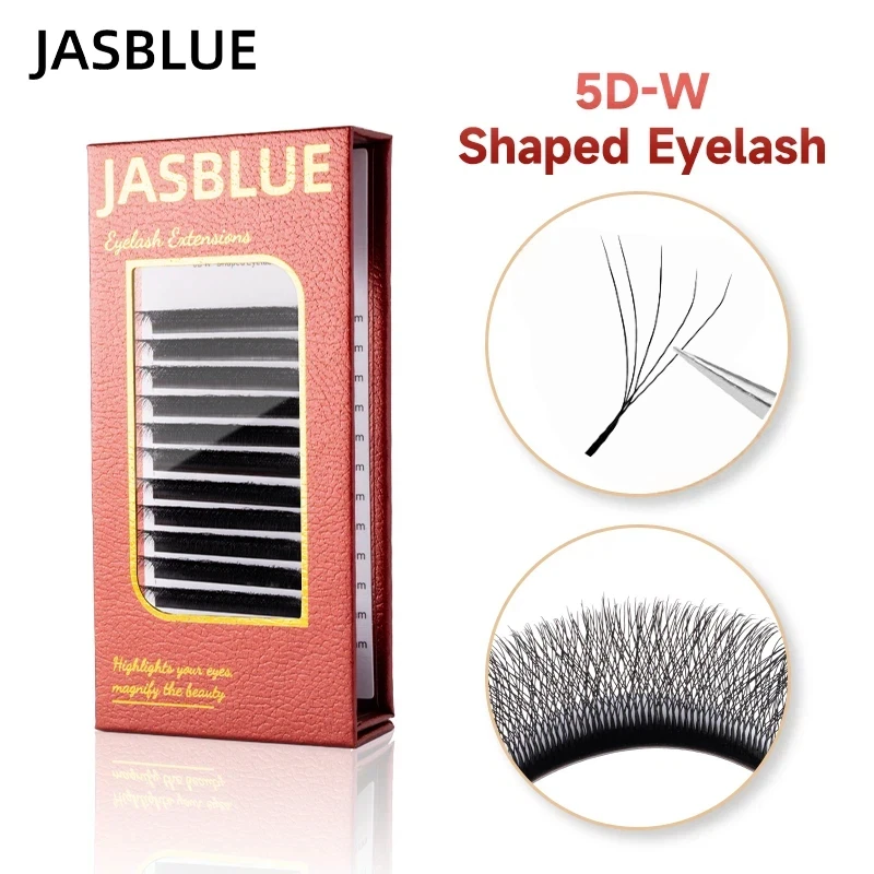 JASBLUE 5D W-förmige Wimpern, natürliche, vorgefertigte Volumenfächer, C/D-Locken, W-Form, 5D-Wimpernverlängerung, volle dichte Wimpern