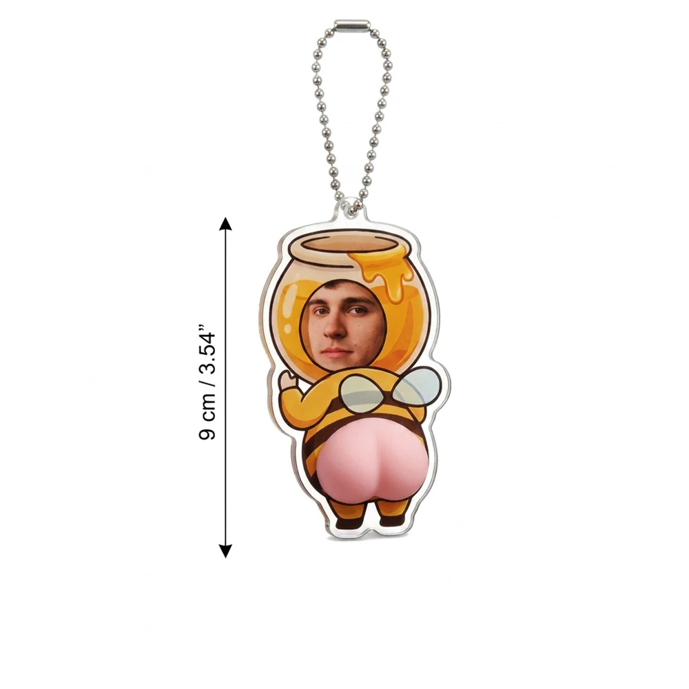 Customizable Portrait Squishy Stress Keychain,Squeeze Silicone Butt Decoration,Funny Relax Toy For Anxiety,Holiday Surprise Gift