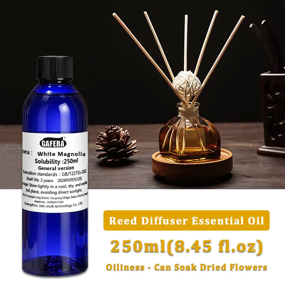 GAFERA 250ml (8.45 fl.oz) White Magnolia/Hilton Essential Oils - For Waterless Diffuser, Hotel Aroma Machine Replenishes Essence