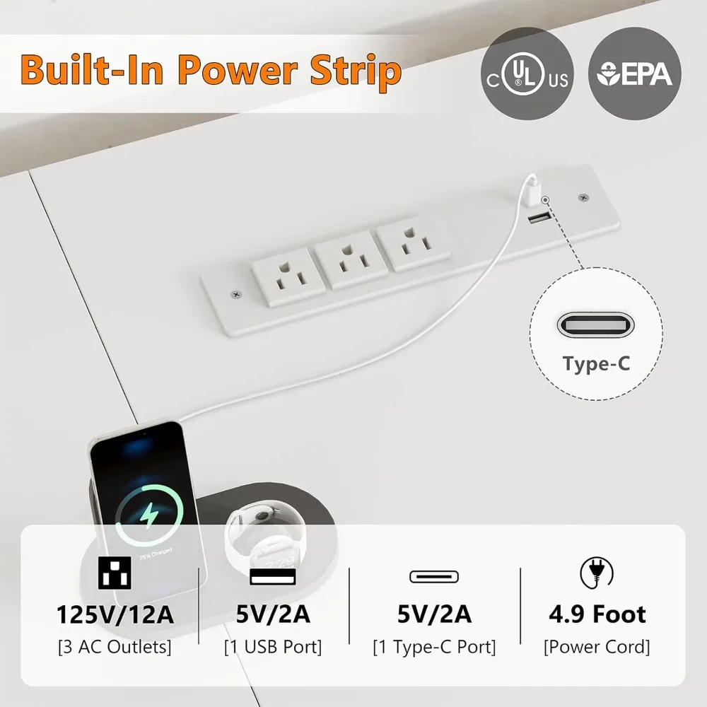 2-person desk with 8 drawers, large home office computer desk with power outlet, 78 inch long double desk
