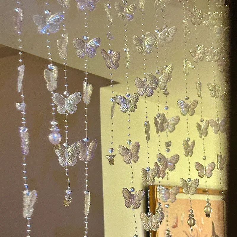 

2M Colorful Butterfly Pearl String Wedding Decoration Plastic Crystal Beads Curtain Garland for Girls Room Birthday Party Decor