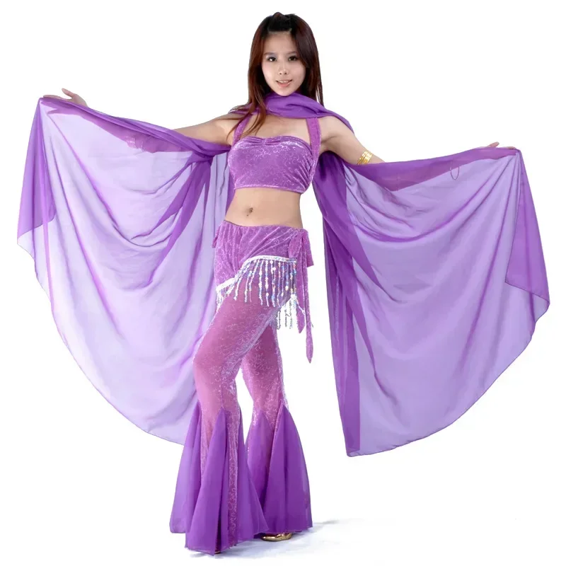 Belly Dance Chiffon Shawl Veil Costume Gold Trim 12 Colors for Belly Dancing