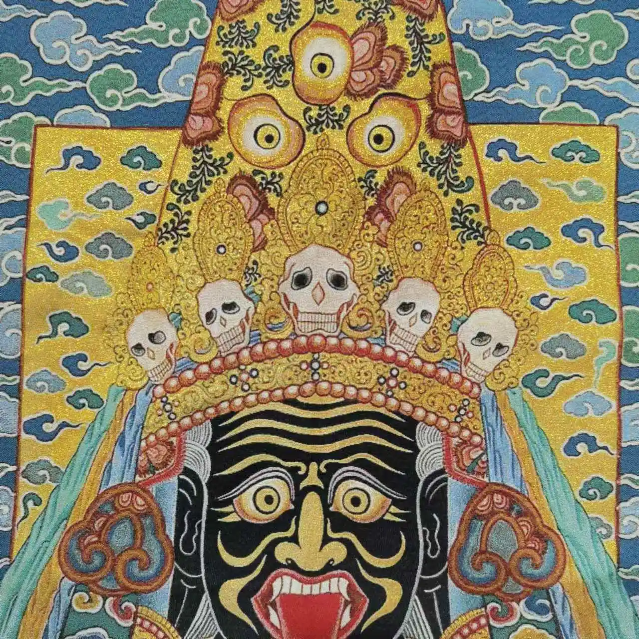 35 "Thangka التطريز البوذية التبتية الحرير التطريز Zakirim بوذا رئيس الثانغكا شاشة معلقة قاعة العبادة تاون هاوس