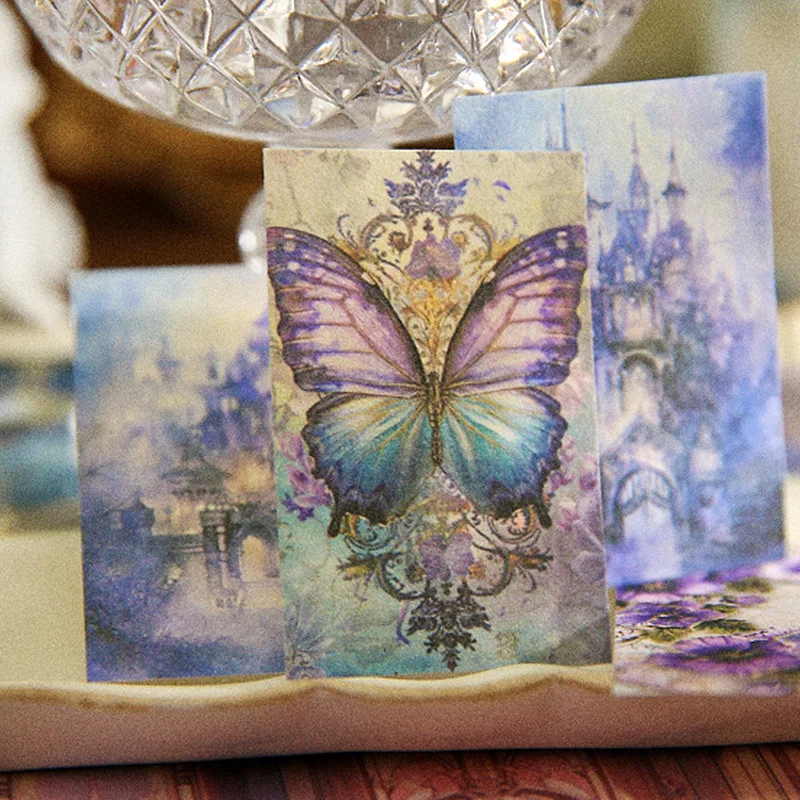 ロスト・リライズシリーズ ヴィンテージ バタフライ フラワー ムーン ランドスケープ マテリアルペーパー クリエイティブ DIY ジャンクジャーナル コラージュ 文房具