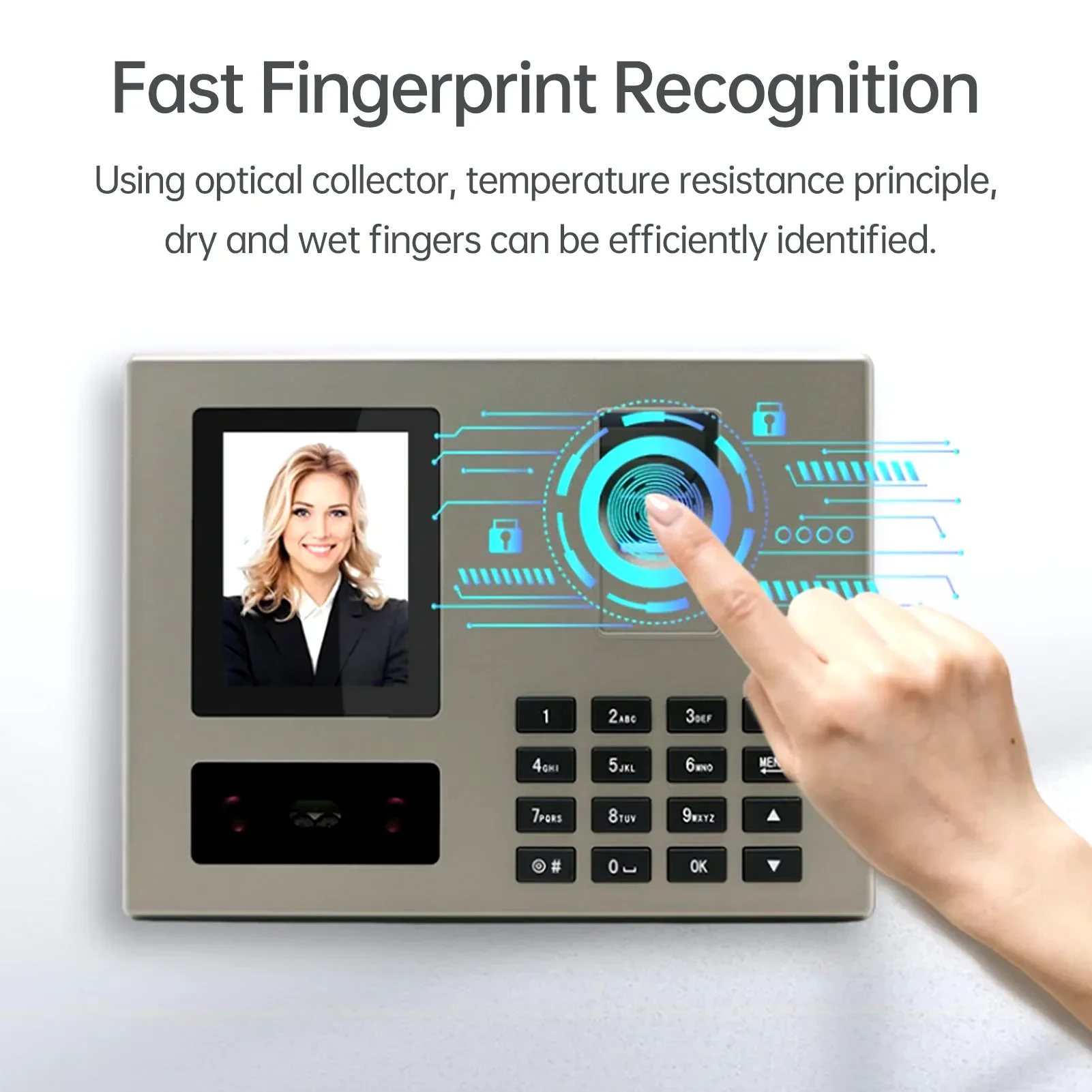 FA03 Fingerprint Attendance Machine Support Facial Recognition Password Unlock Employee Check-in Device Punch Card Apparatus