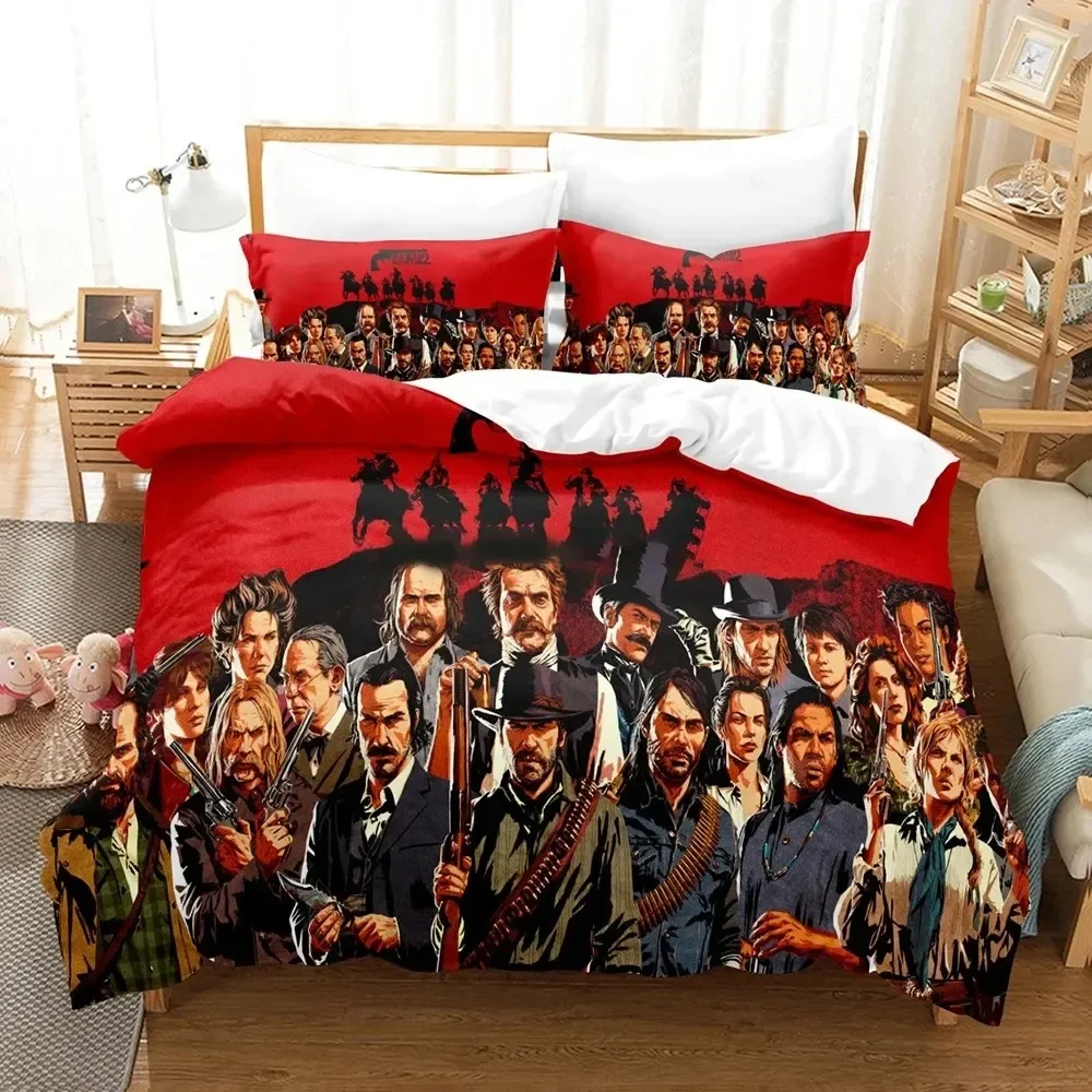 Game Red Dead Redemption Bedding Set Boys Girls Twin Queen Size Duvet Cover Pillowcase Bed Kids Adult Home Textileextile