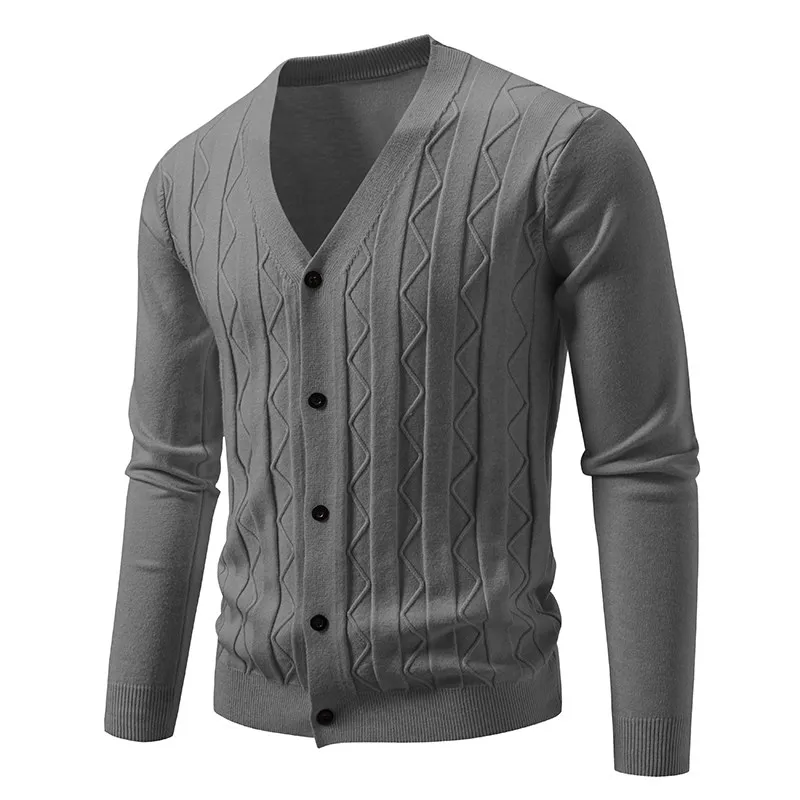 Maglione lavorato a maglia da uomo alla moda Strato base casual Cardigan aperto Inverno Faion Fibra di poliestere V-Ne Lungo Sve Abbigliamento caldo