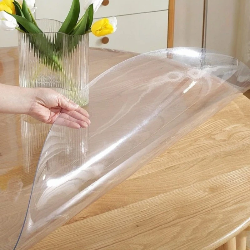 

Round PVC Transparent Dining Table Cloth Soft Glass Frosted Waterproof Oil Proof and Heat-resistant Home Decorative Table Mat