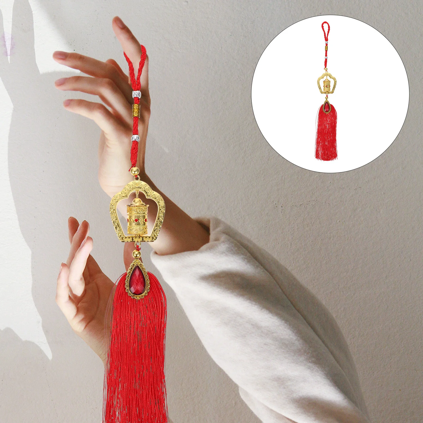 

Religious Prayer Wheel Car Pendant Hanging Decor Lightweight Decorative Rearview Mirror Accessories Prayer Wheel Pendant