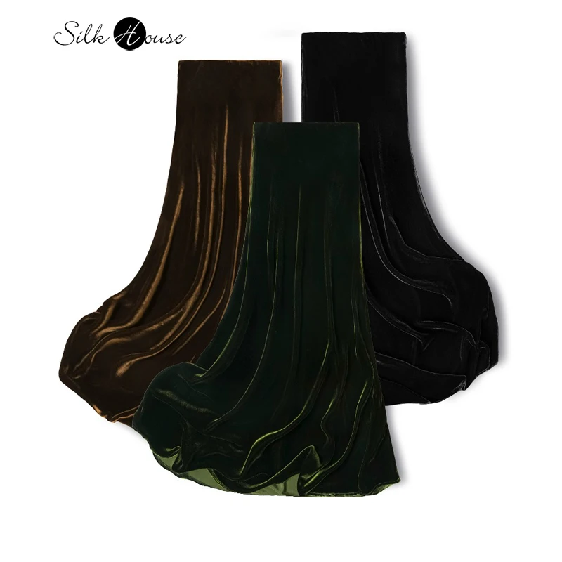 

2025 Women's Autumn New Style Premium 30% Natural Mulberry Silk Velvet Slim Fit Hip Wrapping Solid Color Fish Tail A-line Skirt