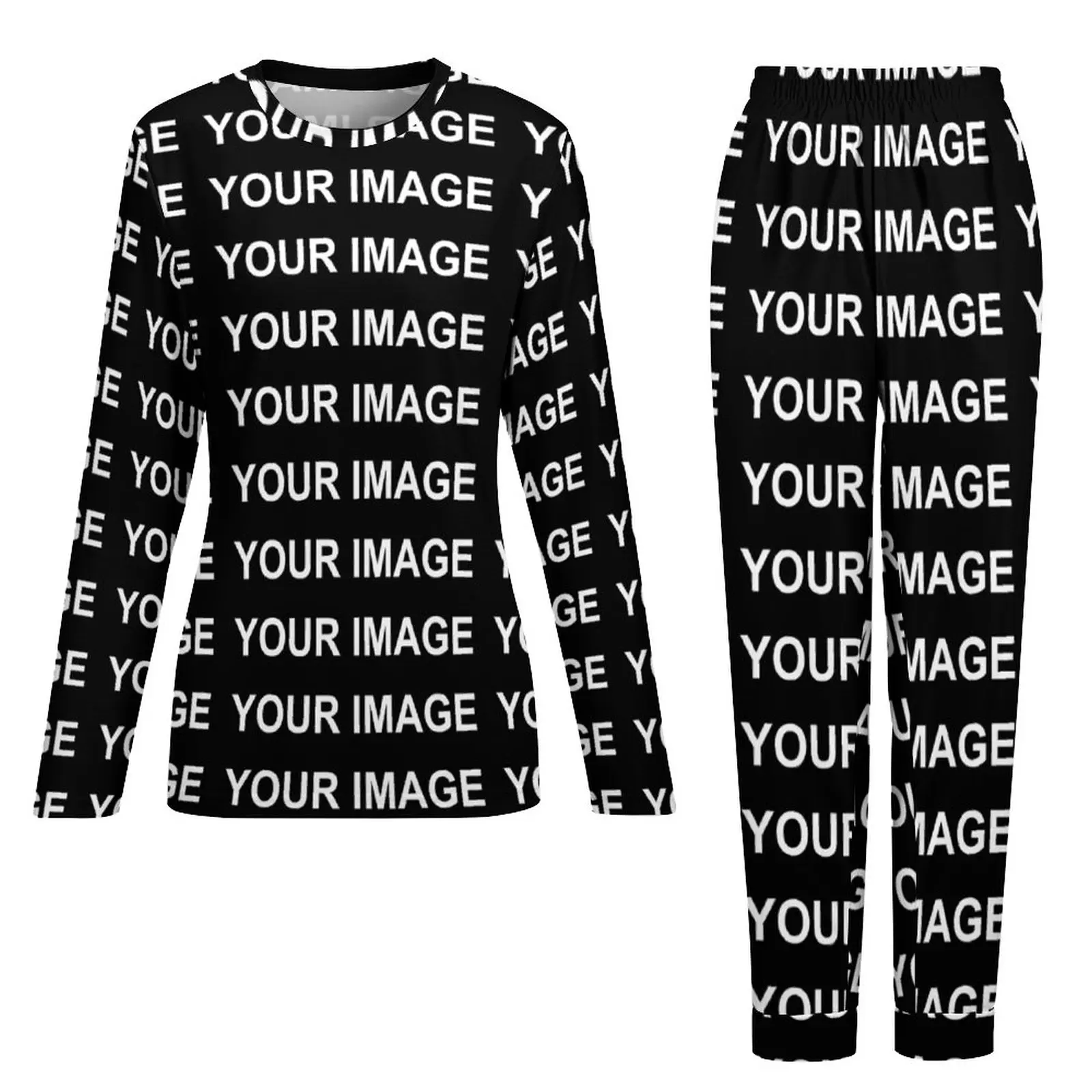 Your Image Customized Pajamas Custom Made Design 2 Pieces Room Pajama Sets Women Long-Sleeve Retro Oversized Nightwear