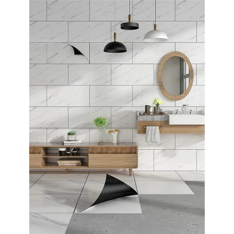 PVC Self-adhesive Floor Tile Wall Stickers for Bathroom Decoration Waterproof Kitchen Living Room Wall Decoration