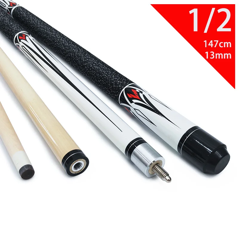 

147cm Maple Wood Pool Cue Black Eight Ball Nine Ball Stick 1/2 Scale Split Cue Center Joint Billiard Cues Figure Shaft 13mm Tips