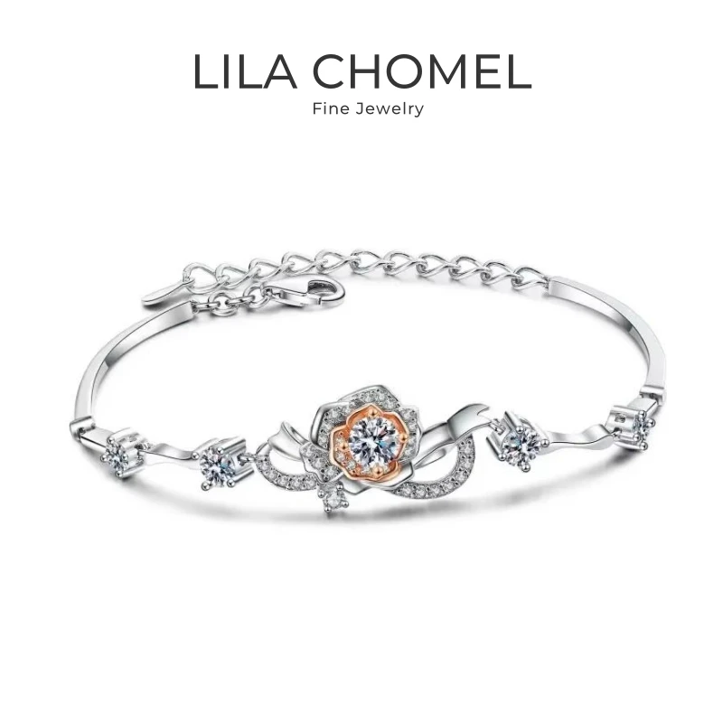 

Подарок на день рождения для подруги, белое золото 18 карат, браслеты с цветами дочки, 1,4 карата, муассанит с бриллиантом PT950, платина для женщин, День святого Валентина