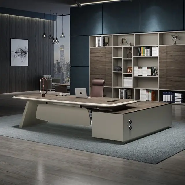 High Quality Luxury Boss CEO Desk Professional Modern Wooden Furniture Boss Manager Employee Scalable