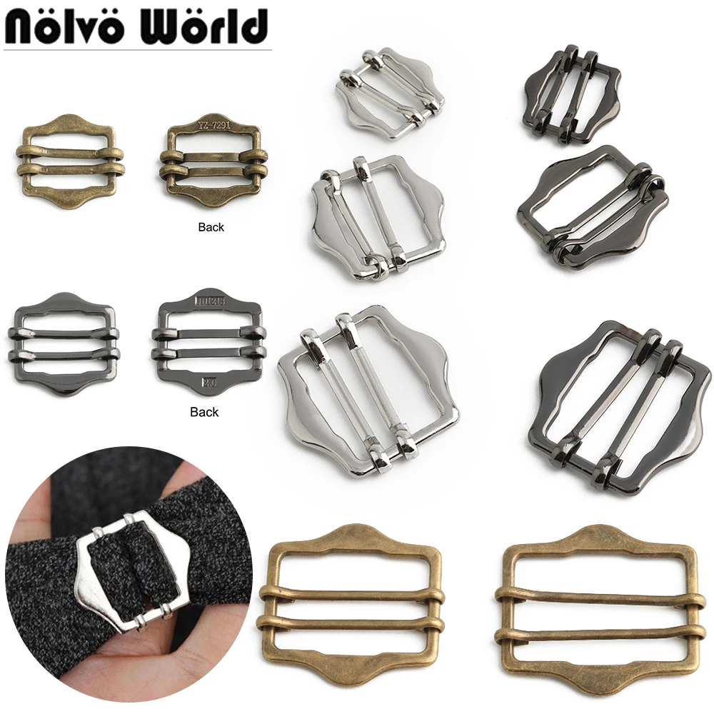 20/50/200PCS 15/20/25/30/35/40mm Metal Two Slides Tri-Glide Buckles For Suit Vest Shoulder Leather Bag Strap Belt Accessories
