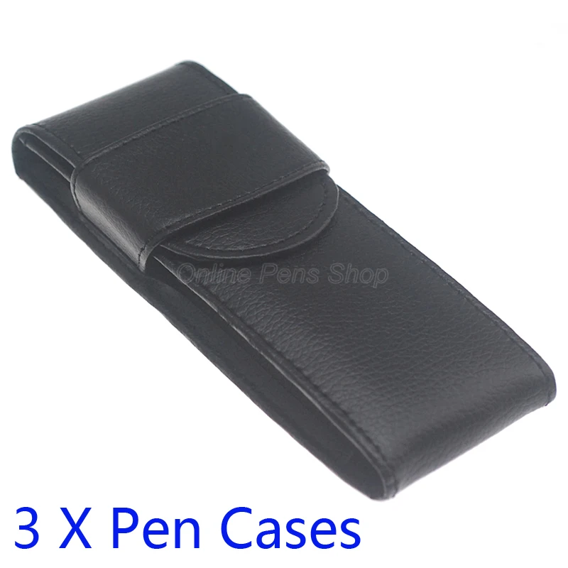 

Набор из 3 чехлов для ручек: для перьевых, роллерных и карандашных ручек, из высококачественной искусственной кожи, черный/кофейный цвет.