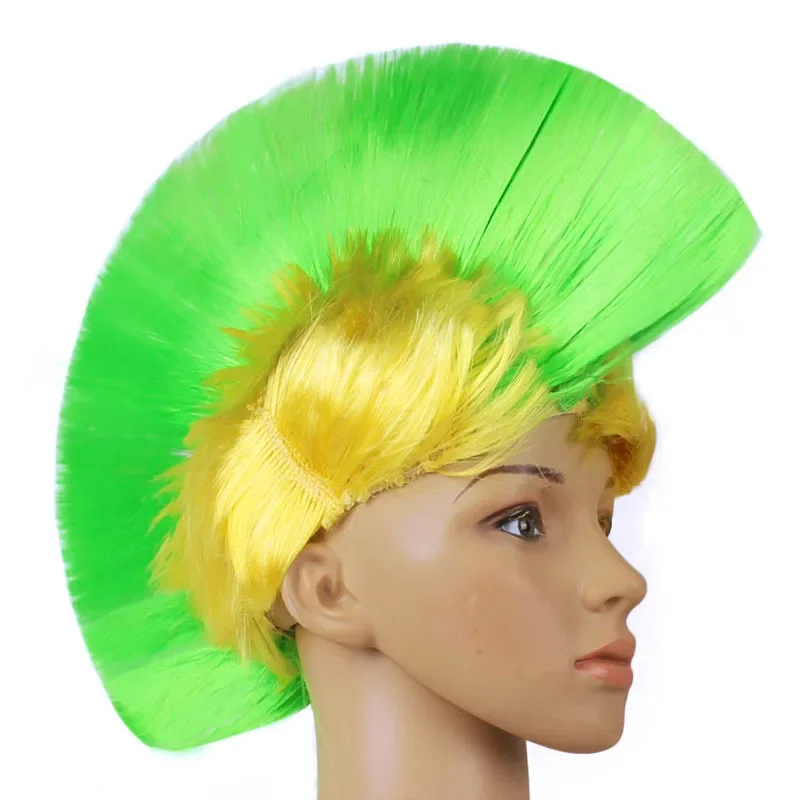 Hot 2 pcs Punk Wig Mohawk fashion synthetic Party Rainbow Halloween Party Festival Fashion Rainbow Wig Cockscomb Hair  JF001
