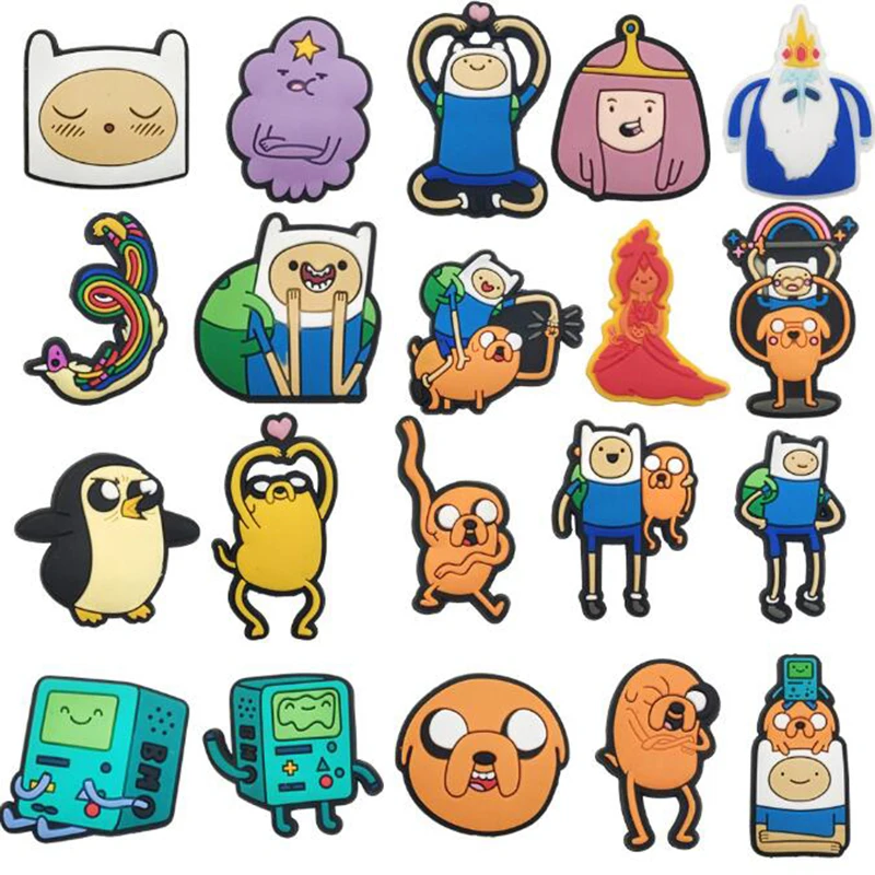 1PCS PVC Cute Cartoon Shoe Charms Adventure Time  Accessories Buckle Fit Wristbands Shoe Charms Decoration