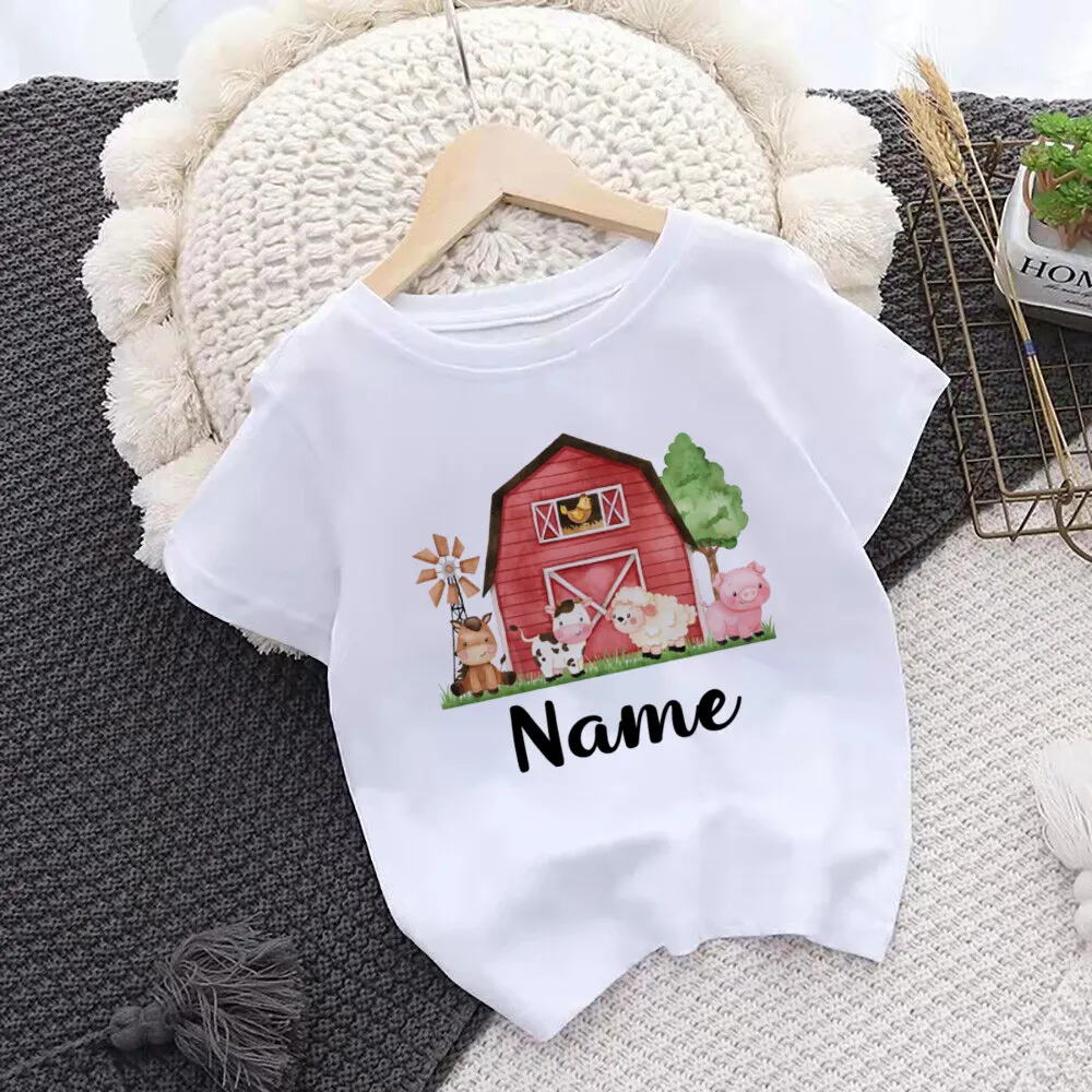 Personal isierte Farm Name Kinder hemd Kleinkind Tier T-Shirt benutzer definierte Name Kinder hemden Jungen Mädchen niedliche Kleidung Kinder Geschenk T-Shirt