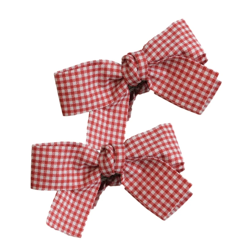 2PCS Delicate Bow Plaids Y2K-Style Side Clip Bow Hair Clip Sweet Girls Dropship