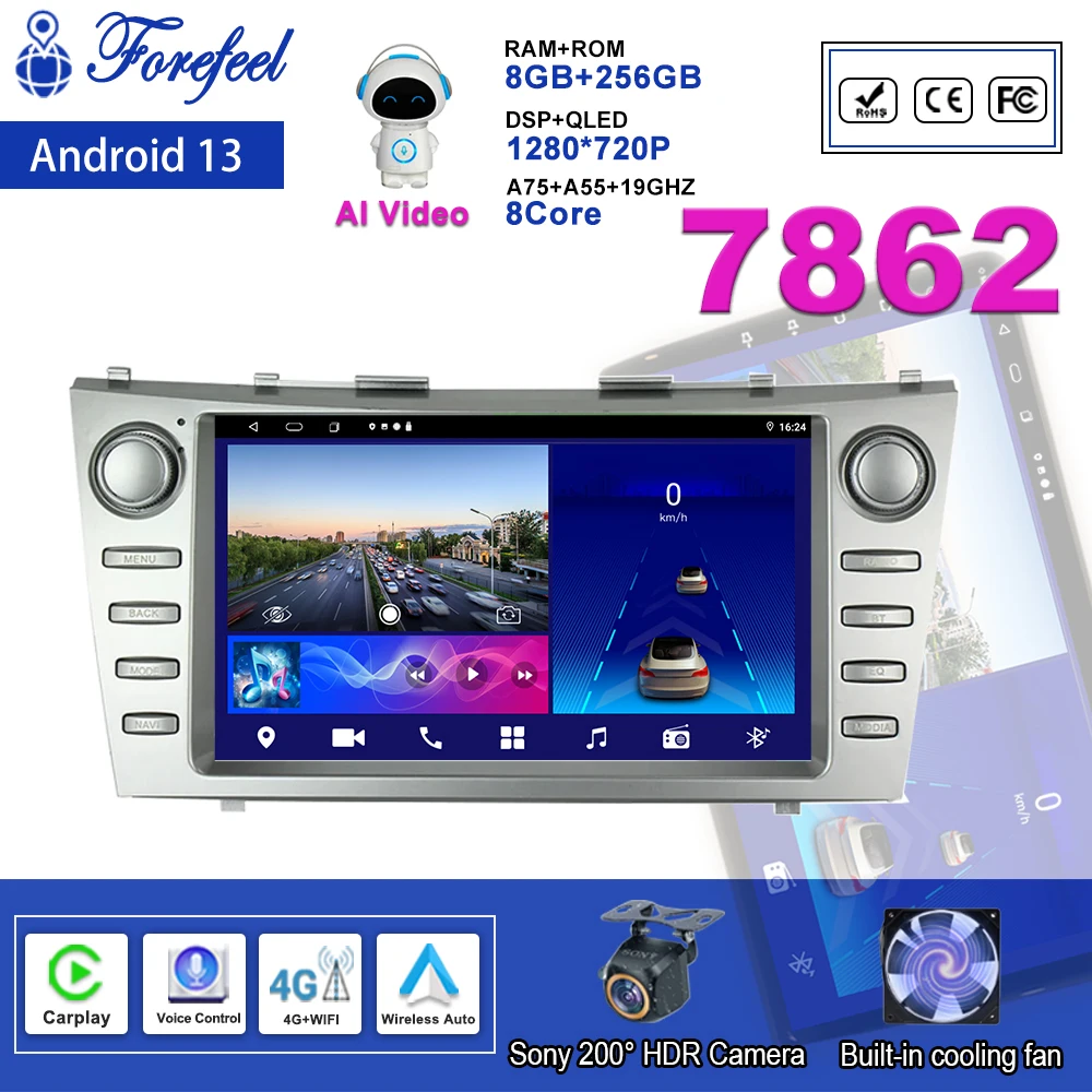 

Auto Radio Android 13 For Toyota Camry 6 XV 40 50 2006 - 2011 Multimedia Player Screen DVD Navigation GPS Carplay Car Stereo BT