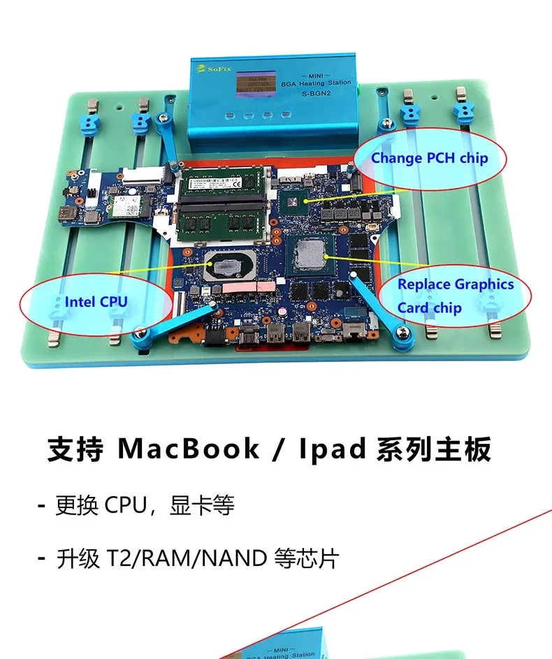 SoFix S-BGN2 Mini BGA Heating Station for Macbook Logic Motherboard Soldering Welding BGA Chip T2 Chip Remove Separate