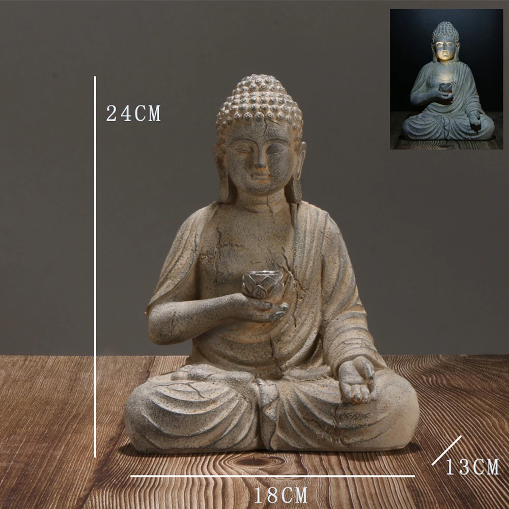 Resin Solar Buddha Statue Scul - Outdoor Zen Lighting recension och pris