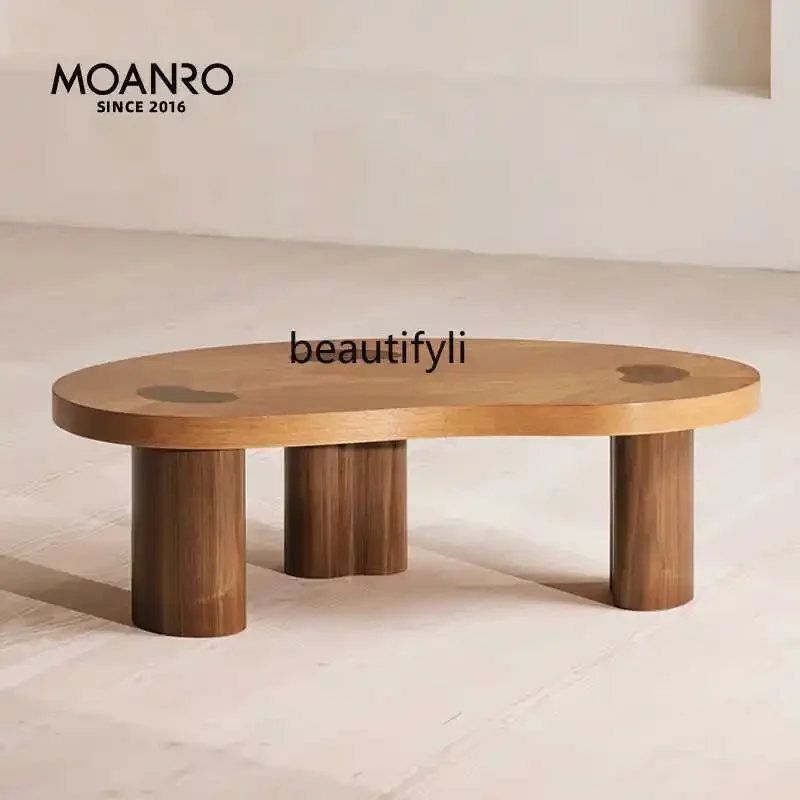 New French coffee table medieval retro oak solid wood special-shaped Italian minimalist small coffee table