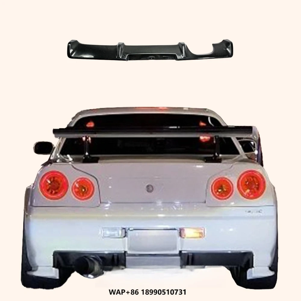 

Car Parts FRP Rear Bumper Under Diffuser Lip for Nissan Skyline R34 GTR OE Style Fiberglass Unpaint Rear Diffuser Add on