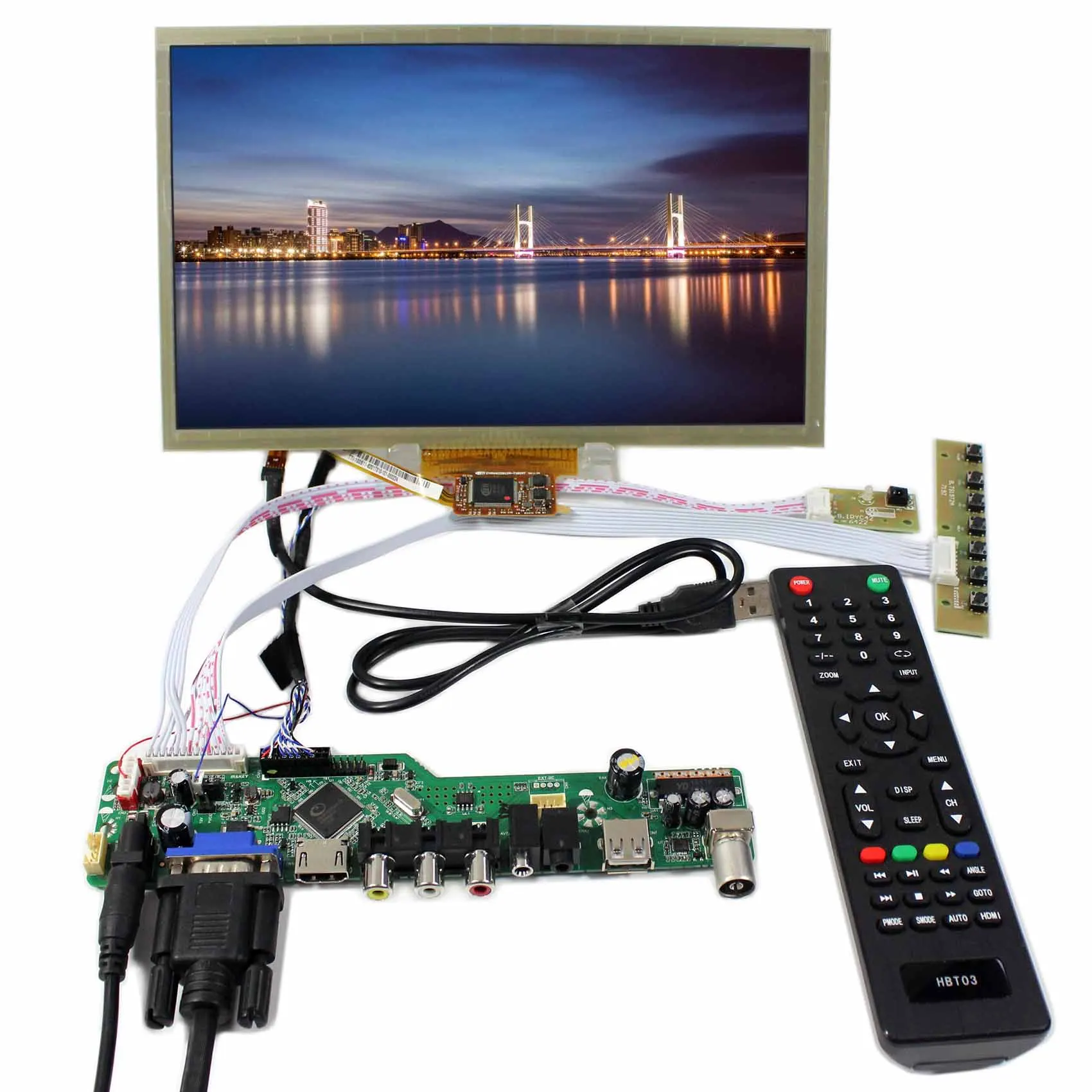 TV+H DMI+VGA+AV+USB LCD Controller Board With 10.2inch 1024x600 HSD100IFW1 Multi-Touch Screen