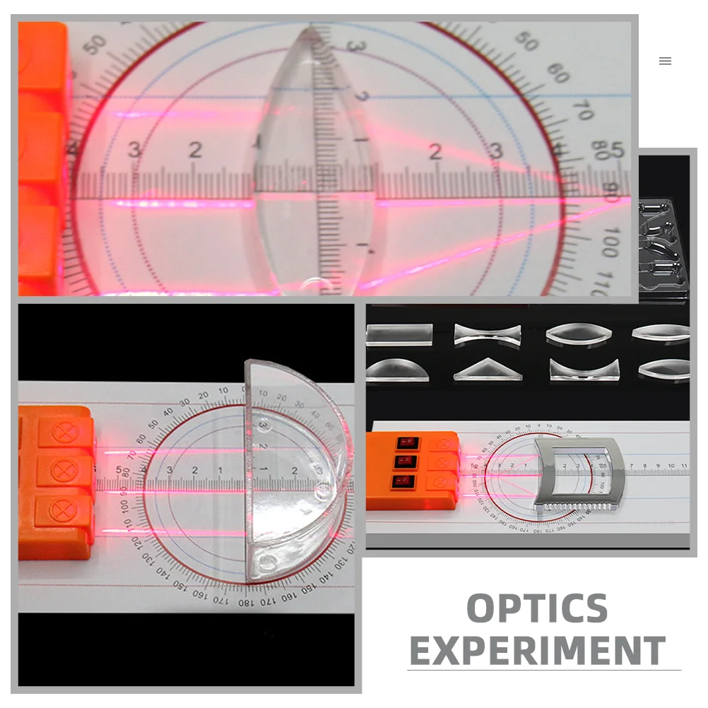 Optical Experiment Kit Lenses Convex for Science Multifunction Reflector Refraction Physical Supplies Light Source