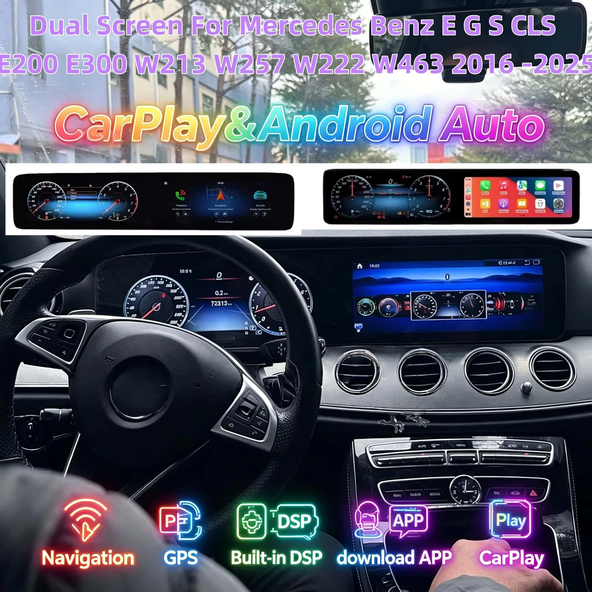 

Dual 12.3 Inch Qualcomm Android 13 For Mercedes Benz E G S CLS E200 E300 W213 W257 W222 W463 2016 -2025 Carplay Car Radio HD